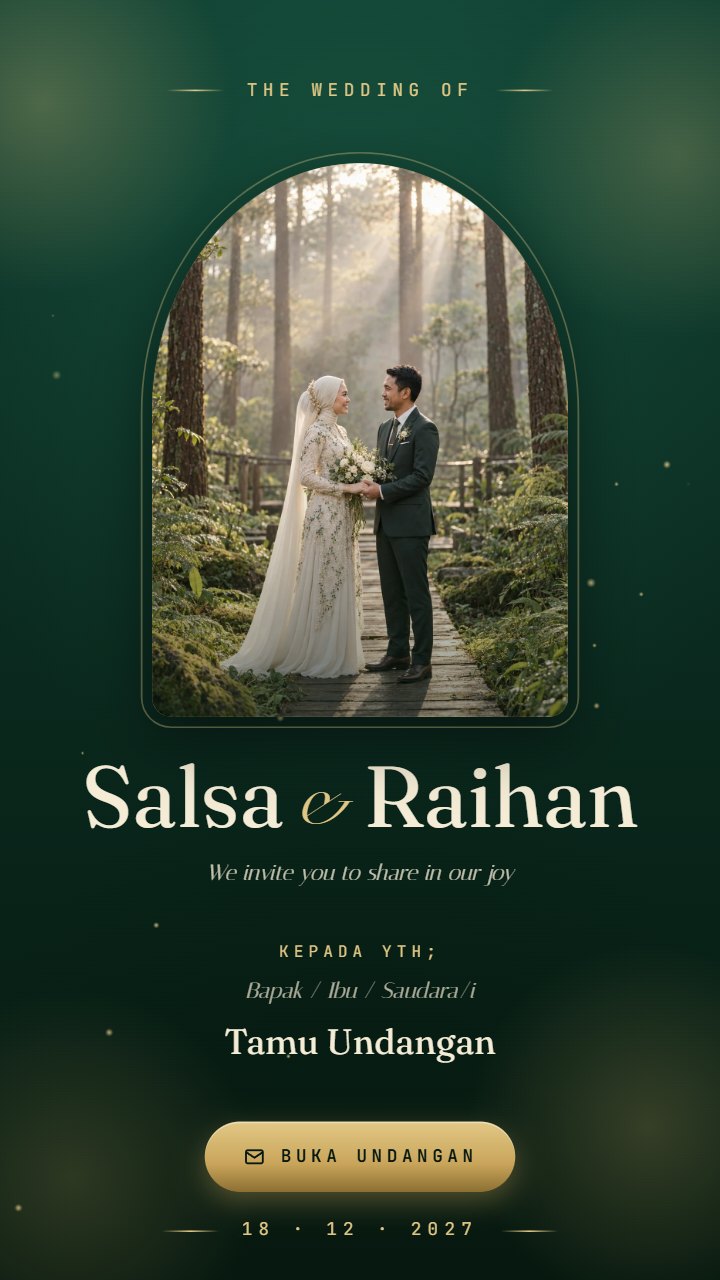 Contoh undangan pernikahan tema Forest Green